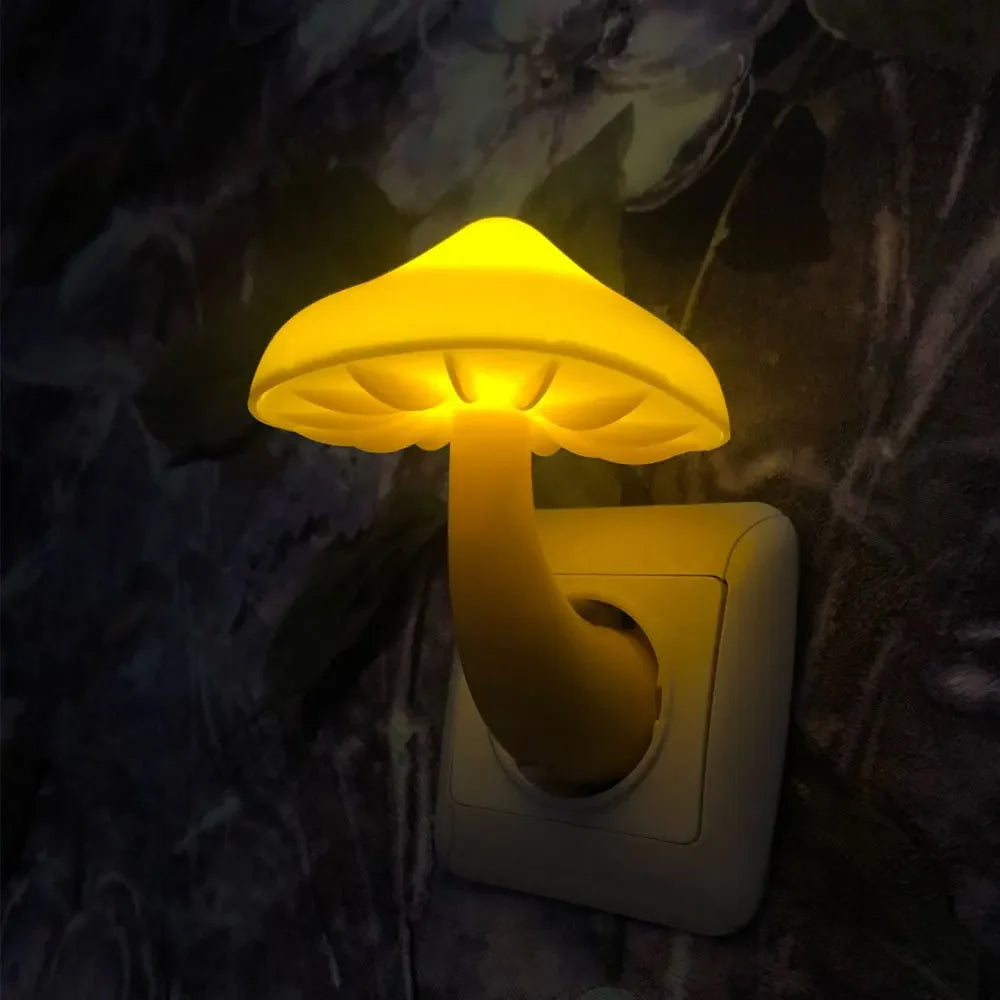 Bedroom Led Night Light Mushroom Wall Socket